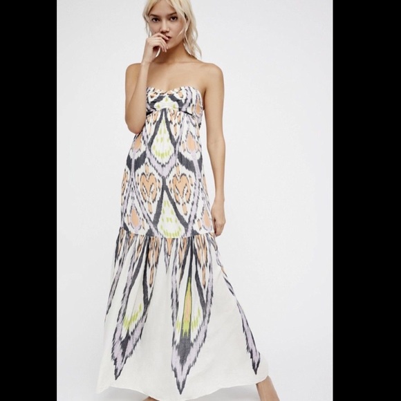 Free People Dresses & Skirts - Free People ivory multi Tribal Strapless Dress S